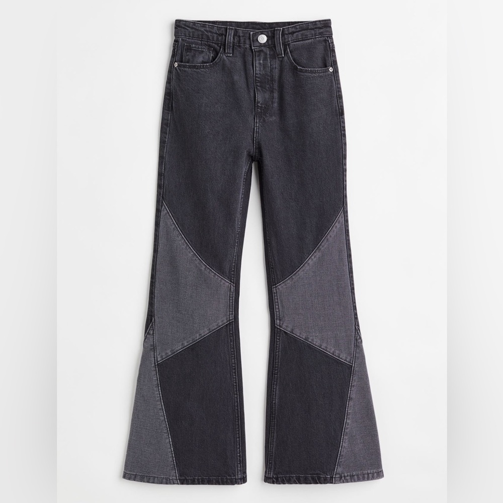 NWT Flared Leg High Jeans. Black color block (Girls Size 12)